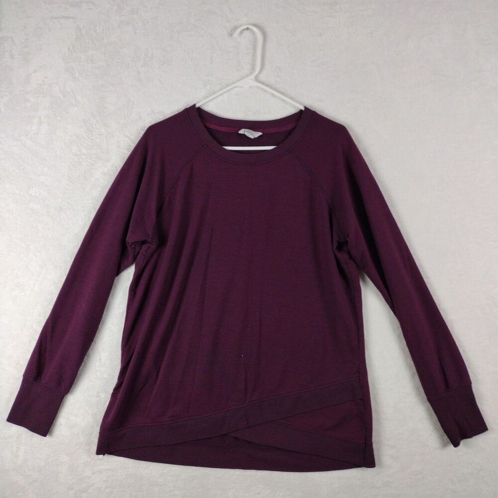 Danskin Womens XL Purple Crossover‎ Tulip Hem Thumbhole Long Sleeve Sweatshirt